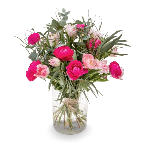 Jarní kytice tulipánů a ranunculusů